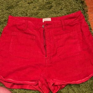 ROLLAS & URBAN OUTFITTERS high waisted red corduroy shorts